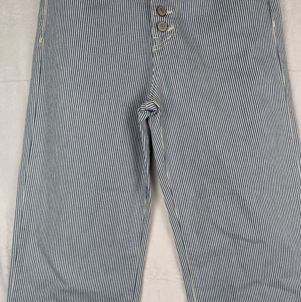 Flying‎ Monkey Wide Leg Cropped Jeans 25 Gaucho Jeans Blue White Stripe Capri
